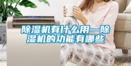 除湿机有什么用—除湿机的功能有哪些